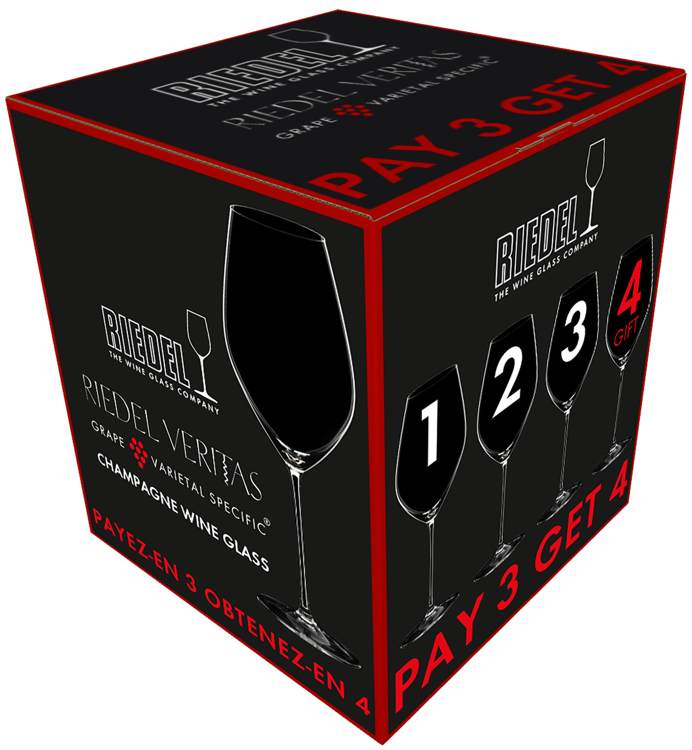Стекло Riedel Veritas Champagne Wine Glass "Buy 3 Get 4" (4 glasses set) Ридель Веритас Шампанское "Купи 3 - получи 4" (набор из 4 бокалов)