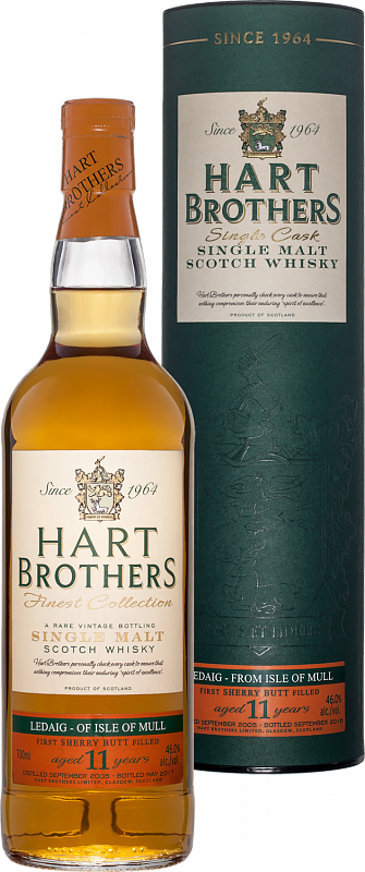 Харт Бразерс Ледчиг Айлэнд 11 лет односолодовый шотландский виски в подарочной упаковке 0.7 л