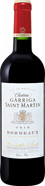 Chateau Garriga St Martin Bordeaux AOC, 0.75 л