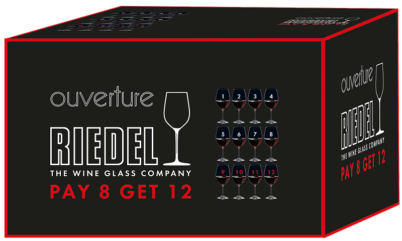 Ридель Оверча Красное вино "Плати за 8 - получи 12" (набор из 12 бокалов)